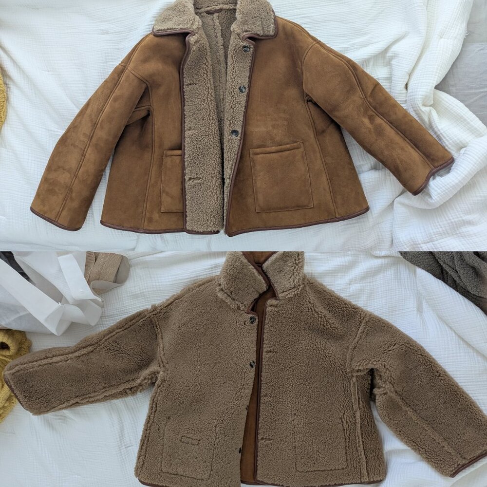 Cawley Avis British Sheepskin Jacket in Natural, Size M - Picture 7 of 10